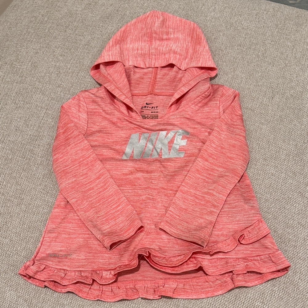 Nike Kids Coral Hoodie with Silver Logo